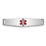 Sterling Silver Rhodium-plated Centered Red Enamel 28x Medical ID Plate