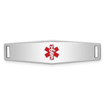Sterling Silver Rhodium-plated Centered Red Enamel 37x Medical ID Plate