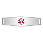 Sterling Silver Rhodium-plated Centered Red Enamel 50x Medical ID Plate