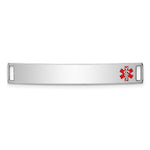 Sterling Silver Rhodium-plated Off-Center Red Enamel 40x Medical ID Plate