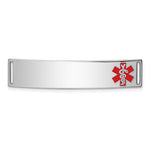 Sterling Silver Rhodium-plated Off-Center Red Enamel 43x Medical ID Plate