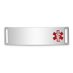 Sterling Silver Rhodium-plated Off-Center Red Enamel 45x Medical ID Plate