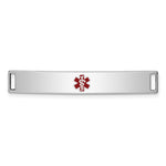 Sterling Silver Rhodium-plated Centered Red Enamel 40x Medical ID Plate