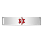 Sterling Silver Rhodium-plated Centered Red Enamel 43x Medical ID Plate