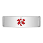 Sterling Silver Rhodium-plated Centered Red Enamel 45x Medical ID Plate