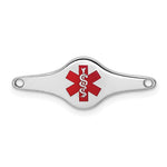 Sterling Silver Rhodium-plated Red Enamel 25x Medical ID Plate