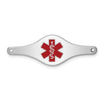 Sterling Silver Rhodium-plated Red Enamel 33x Medical ID Plate
