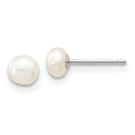 14k White Gold 4- White Button Freshwater Cultured Pearl Stud Post Earrings