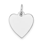 14K White Gold Plain .018 Gauge Engravable Heart 15x Disc Charm
