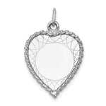14k White Gold Etched Design with Rope Edge .013 Gauge Engravable Heart 24x Disc Charm