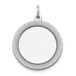14k White Gold Etched Design Edge .018 Gauge Round Engravable Disc Charm