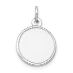 14k White Gold Plain with Zig-Zag Edge .013 Gauge Round Engravable Disc Charm