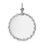 14k White Gold Rope Edge .013 Gauge Engravable Round 31x Disc Charm