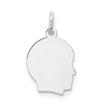 14k White Plain Small.018 Depth Facing Right Engravable Boy Charm