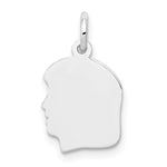 14k White Gold Plain Small.013 Depth Facing Left Engravable Girl Charm