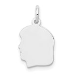14k White Plain Small.011 Depth Facing Left Engravable Girl Charm
