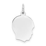 14k White Gold Plain Medium.027 Depth Facing Right Engravable Boy Charm