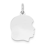 14k White Plain Medium.035 Depth Facing Right Engravable Girl Charm