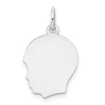 14k White Gold Plain Medium.035 Depth Facing Left Engravable Boy Charm