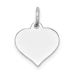 14K White Gold Plain .009 Gauge Engravable Heart 14x Disc Charm