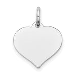 14k White Gold Plain .013 Gauge Engravable Heart 15x Disc Charm