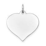 14K White Gold Plain .013 Gauge Engravable Heart 20x Disc Charm