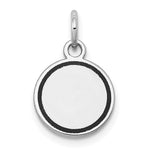 14k White Gold with Black Enamel Edge .027 Gauge Round Engravable Disc Charm