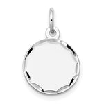 14k White Gold Etched Edge .011 Gauge Engraveable Round Disc Charm
