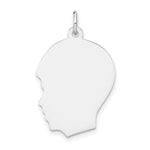 14k White Gold Plain Medium.018 Depth Facing Left Engravable Boy Charm