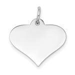 14k White Gold Plain .013 Gauge Engraveable Heart 18x Disc Charm