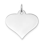 14k White Gold Plain .035 Gauge Engraveable Heart Disc Charm