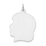 14k White Plain Large.018 Depth Facing Left Engravable Girl Charm