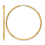 14k 1.5x Satin Diamond-cut Endless Tube Hoop Earrings