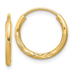 14k Satin Diamond-cut Endless Hoop Earrings