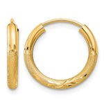 14k 2x Satin Diamond-cut Endless Tube Hoop Earrings