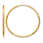 14k 1.2x Satin Diamond-cut Endless Tube Hoop Earrings