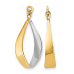 14k and White Rhodium Polished Reversible Oval Hoop Dangle Earring Jackets