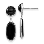 14k White Gold Black Onyx Oval Dangle Post Earrings