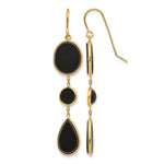 14k Black Onyx Geometric Dangle French Hook Earrings