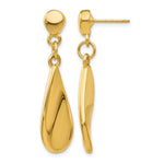 14k Curved Teardrop Dangle Post Earrings