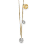 14K Diamond Two Circle and Shamrock Necklace