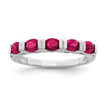14k White Gold Glass Filled Ruby Five Stone Ring
