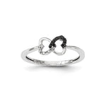 14k White Gold Black and White Diamond Heart Infinity Ring