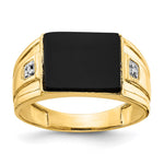 IB Goodman 14k 10x Rectangle Onyx and AA Diamond Mens Ring