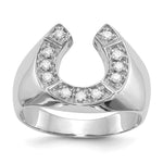 IB Goodman 14k White Gold 1/5 carat AAA Diamond Mens Horseshoe Ring