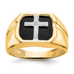 IB Goodman 14k Octagon Onyx and VS Diamond Mens Cross Ring