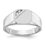 14k White Gold 10.0x Open Back VS Diamond Signet Ring