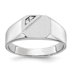 14k White Gold 10.0x Open Back AA Diamond Signet Ring