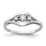 14k White Gold Polished 3-Stone 1/8 carat AA Diamond Ring