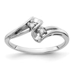 14k White Gold 2-Stone 1/20 carat AA Diamond Bypass Ring